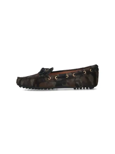 Car Shoe Pony Hair Loafers - Green Camo In Green