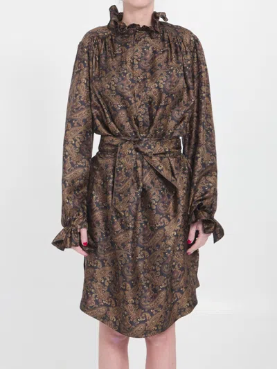 Saint Laurent Paisly Dress In Multicolor