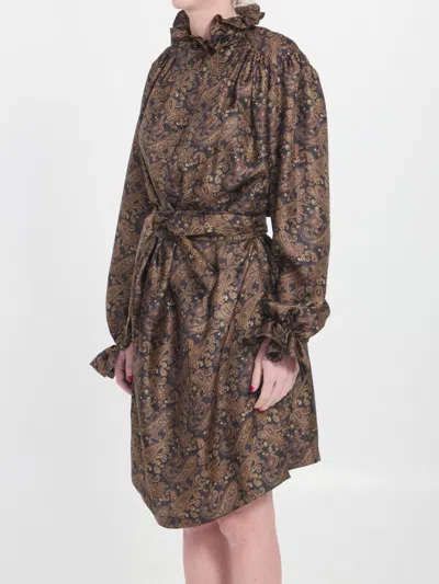Saint Laurent Paisly Dress In Multicolor