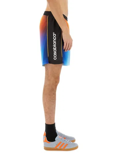 Casablanca Drawstring Elastic Waistband Football Shorts In Multicolour