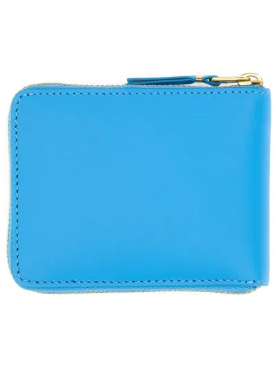 Comme Des Garçons Classic Zip Around Small Wallet In Blue