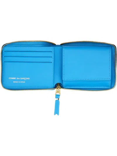 Comme Des Garçons Classic Zip Around Small Wallet In Blue