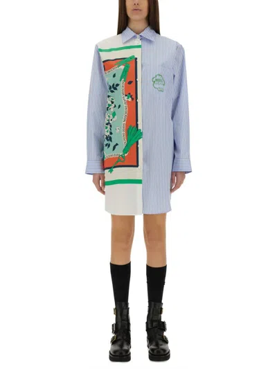 Moschino Jeans Cotton Chemise Dress In Baby Blue