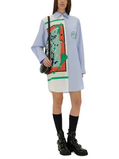Moschino Jeans Cotton Chemise Dress In Baby Blue