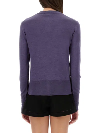 Vivienne Westwood Wool Blend Bea Cardigan With Ribbed Cuffs And Hem In Purple