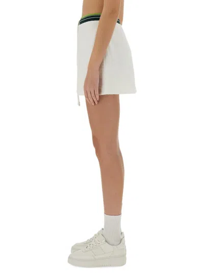 Casablanca Textured Fabric Tennis Skirt With Drawstring Waist In White