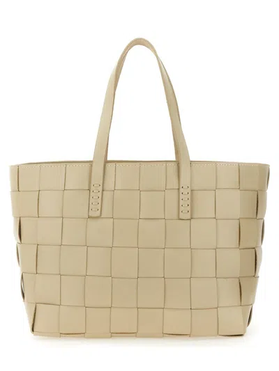 Dragon Diffusion Box Weave Basket Tote In Beige Leather In Brown