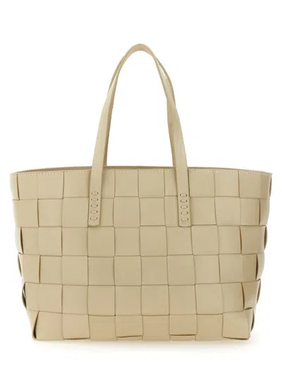 Dragon Diffusion Box Weave Basket Tote In Beige Leather In Brown
