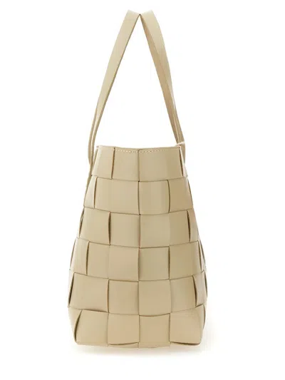 Dragon Diffusion Box Weave Basket Tote In Beige Leather In Brown
