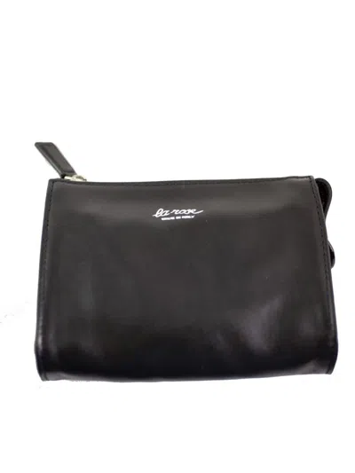 La Rose Minimal Leather Make-up Bag In Black