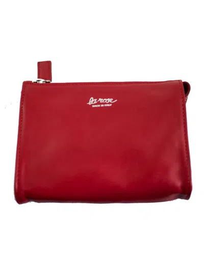 La Rose Minimal Leather Make-up Bag In Red