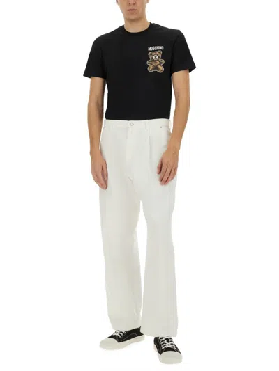 Moschino Black Cotton T-shirt With Bear Print In Black