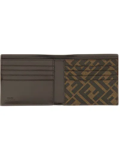 Fendi Ff Squared Bi-fold Wallet In Brown
