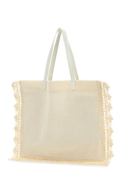 Jw Anderson Ivory Crochet Shopping Bag In White