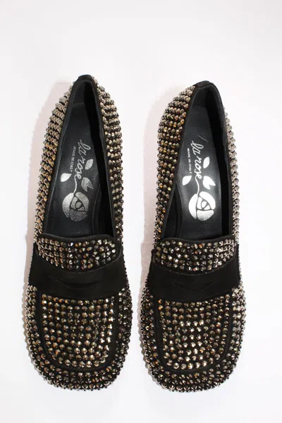 La Rose Heeled Loafers Crystal Black In Black