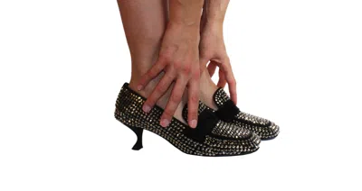 La Rose Heeled Loafers Crystal Black In Black