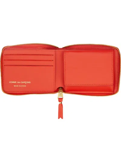 Comme Des Garçons Leather Wallet In Orange