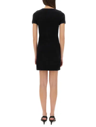 Courrèges Cotton Short Sleeves Mini Dress In Black In Black