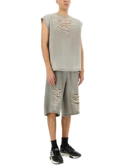 Diesel Distressed Shorts In Grey