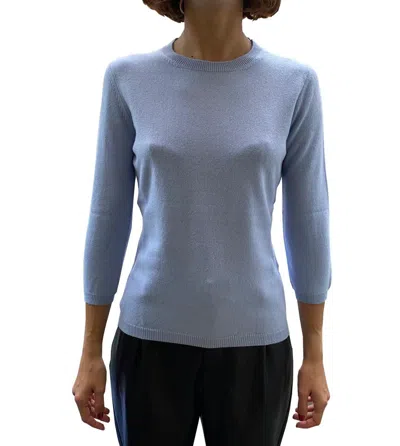 La Rose Quarter-sleeve Crew-neck Sweater In Blue