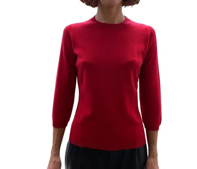 La Rose Three-quarter Sleeve Sweater In Red