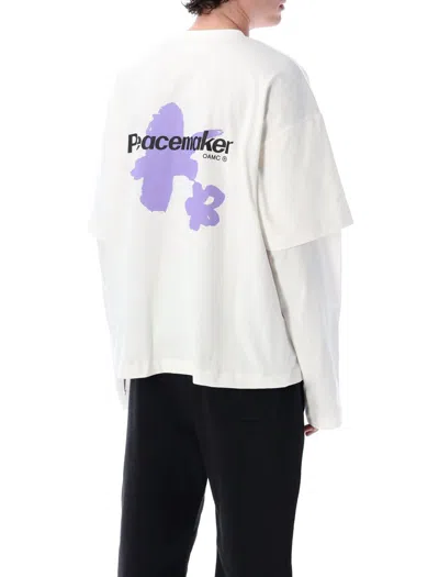 Oamc Peacemaker Painted Double Layer Boxy T-shirt In White