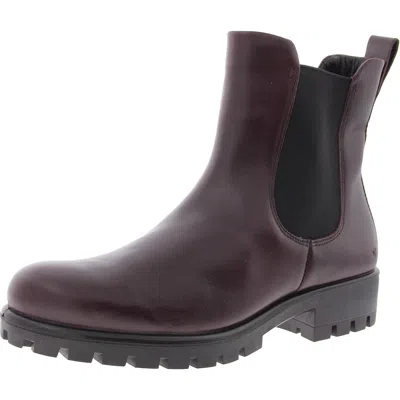 Ecco Modtray Womens Leather Lugged Sole Chelsea Boots In Red