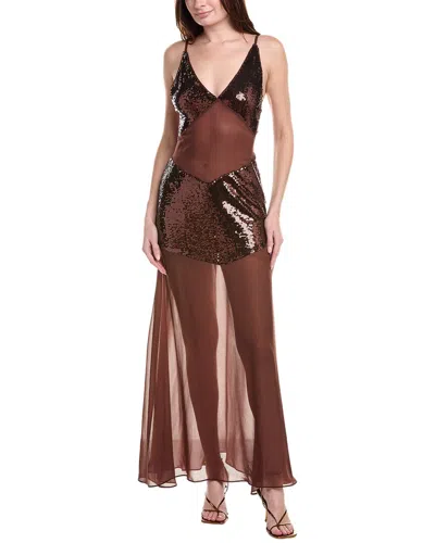 Weworewhat Sheer Panel Maxi Dress In Brown