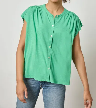 Lilla P Relaxed Button Down Tee In Julep In Green