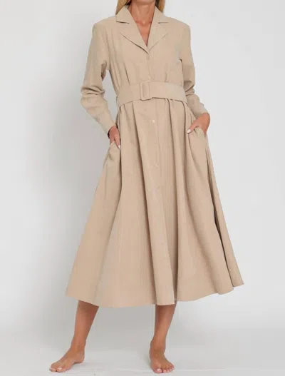 Aakaa Mayci Belted Midi Dress In Beige In Beige