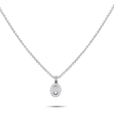 Chopard Happy Diamond 18k White Gold 0.20ct Diamond Necklace Ch12-031325 In White