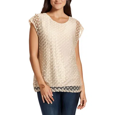 Jones New York Petites Womens Lined Lace Blouse In Multi