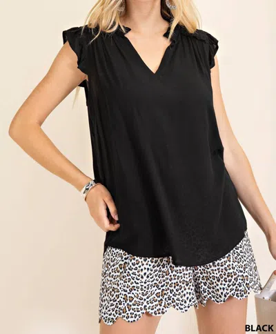 Kori Ruffled Sleeves Top In Black In Black
