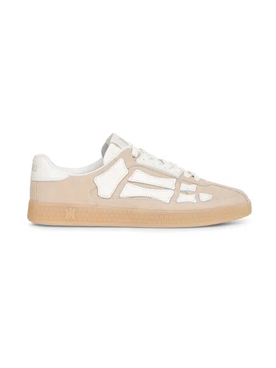 Amiri Mens Pacific Bones Branded Suede Low-top Trainers Brow In Beige