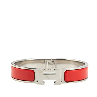 Pre-owned Hermes Clic H Metal Bracelet Jewelry () In Red