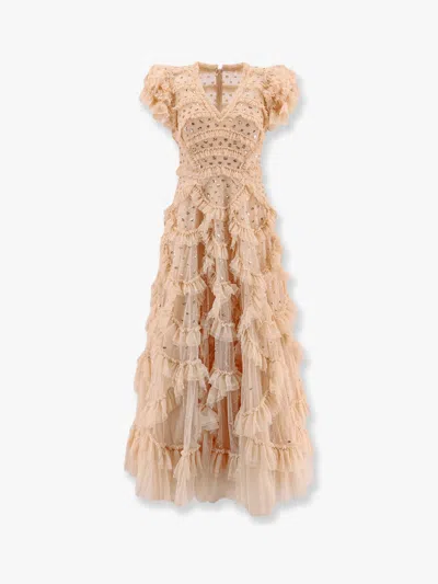 Needle & Thread Long Dress With All-over Sequins In Gold