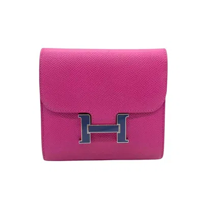 Pre-owned Hermes Constance Leather Wallet () In Pink