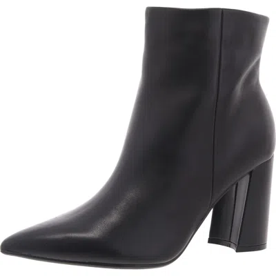 Marc Fisher Gaylen Womens Block Heel Leather Ankle Boots In Black