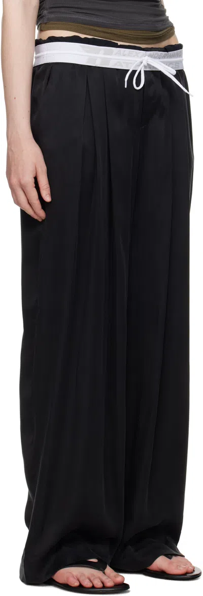 Alexander Wang Black Pre-styled Turn-down Waistband Trousers In Black