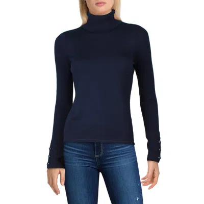 L Agence Womens Turtleneck Ribbed Trim Pullover Sweater In Blue