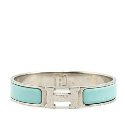 Pre-owned Hermes Clic H Metal Bracelet Jewelry () In Silver