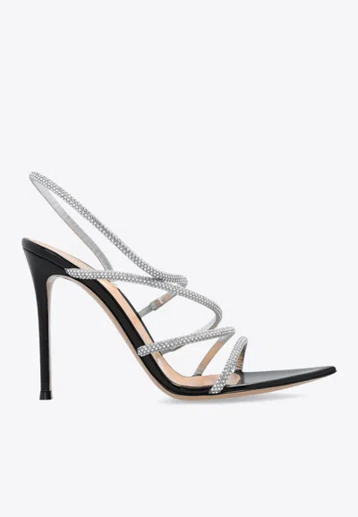 Gianvito Rossi Crystal Ettie 105 Heeled Sandals In Silver