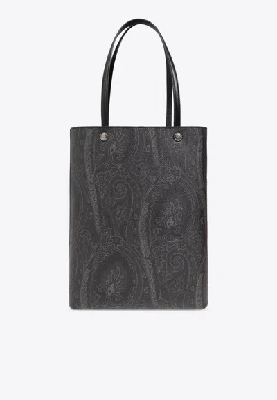 Etro Clutch Embellished Paisley Tote Bag In Gray
