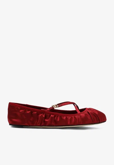 Dolce & Gabbana Ballerinas Satin Leather Sole In Red