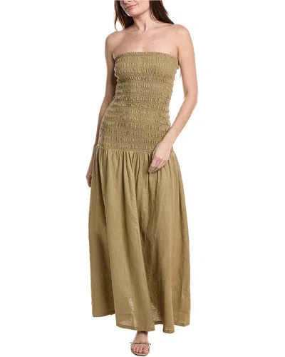 Silvian Heach Chaivi Linen Maxi Dress In Brown