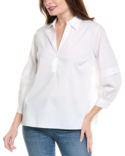 Foxcroft Frankie Stretch Popover Shirt In White