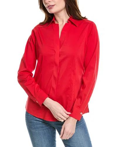 Foxcroft Agnes Split Cuff Popover Blouse In Red