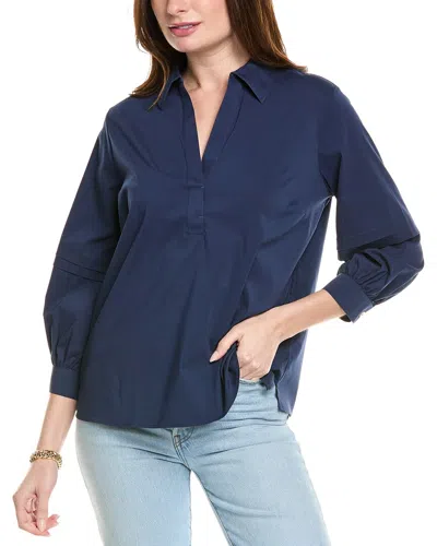 Foxcroft Frankie Stretch Popover Shirt In Blue