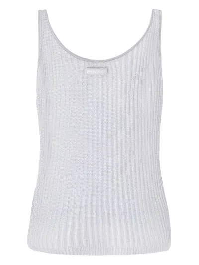Pinko Noha Viscose And Metallized Fibre Tank Top In Grey