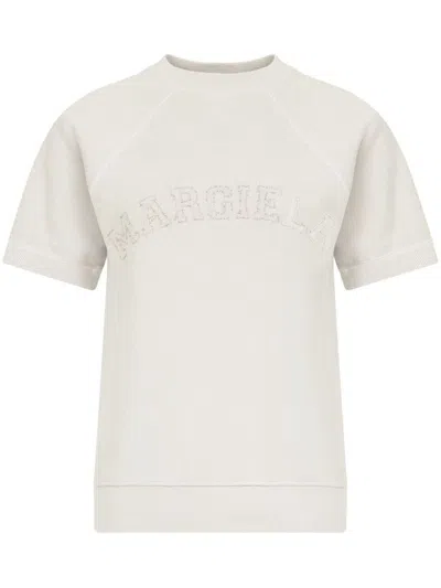 Maison Margiela Logo-print Cotton Sweatshirt In White